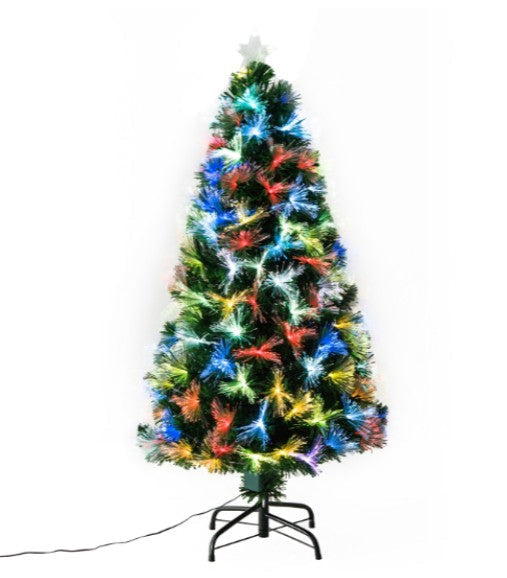 5 FT Pre-Lit Leg Base Pine Full Green Artificial Christmas Tree with Multicoloured Warm White LED Lights - 6