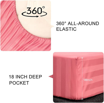 Premium Egyptian Cotton Striped Fitted Bed Sheets | Soft, Stylish and Comfortable | Multi Colours - Free Delivery