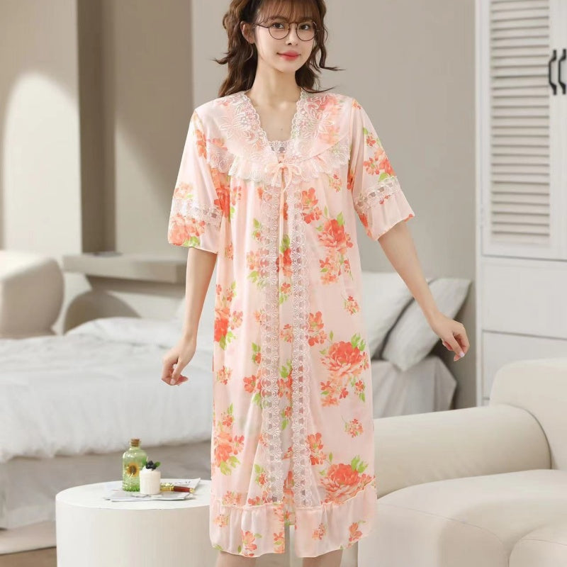 Luxury Floral Two-Piece Bridal Honeymoon Nightwear – Effortless Comfort, Everyday Elegance