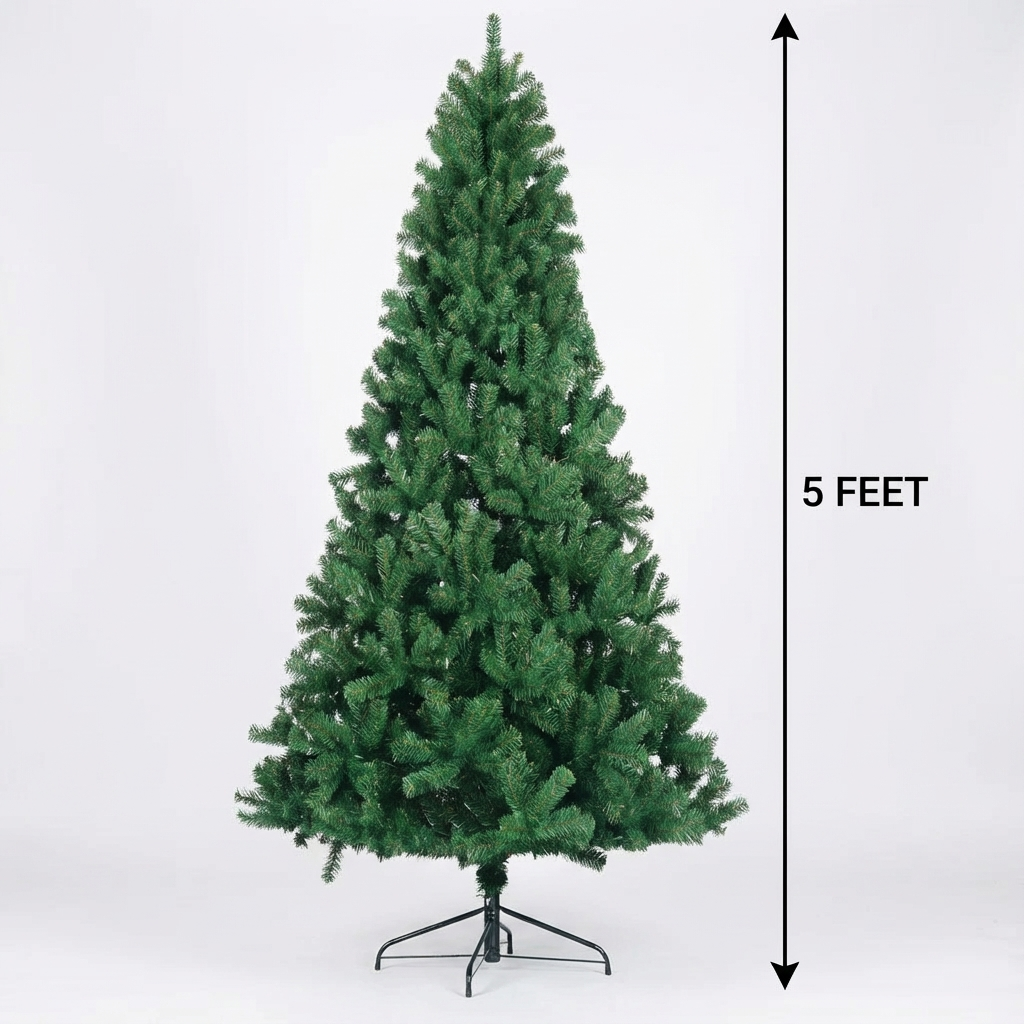 5ft Artificial Green Color Christmas Tree – Steel Stand - 2