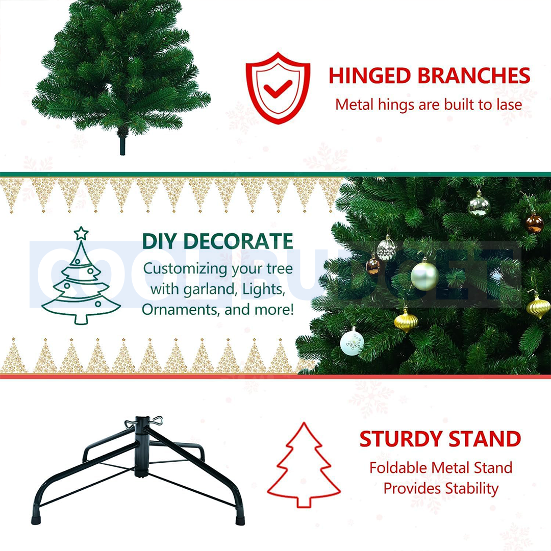5ft Artificial Green Color Christmas Tree – Steel Stand - 7