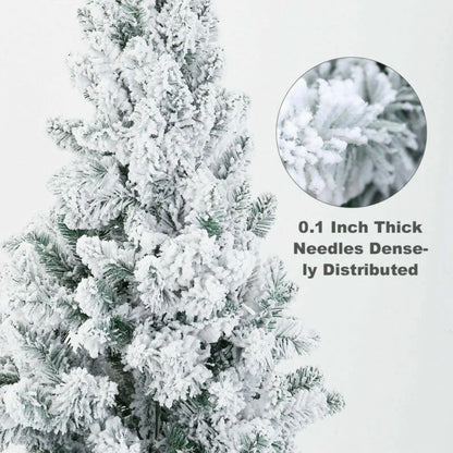 6 Ft Green Artificial Christmas Tree, Snow Flocked Xmas Tree - 3