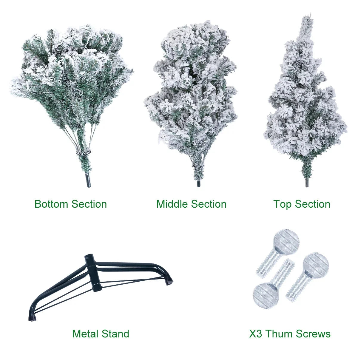 6 Ft Green Artificial Christmas Tree, Snow Flocked Xmas Tree - 4