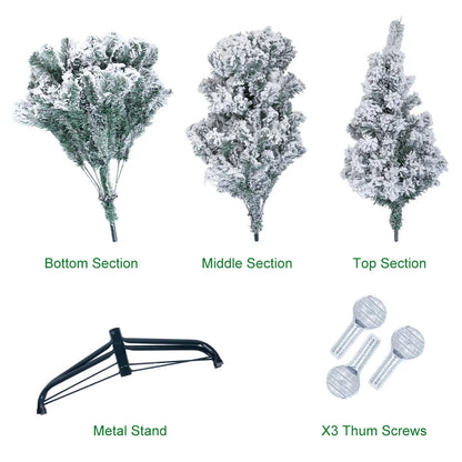 6 Ft Green Artificial Christmas Tree, Snow Flocked Xmas Tree - 4