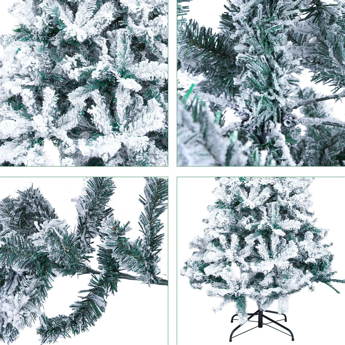 6 Ft Green Artificial Christmas Tree, Snow Flocked Xmas Tree - 5