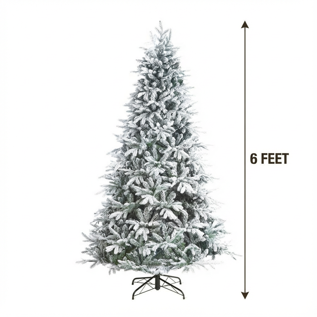 6 Ft Premium Harmony Artificial Indoor Christmas Tree - Flocked / Frosted - 2