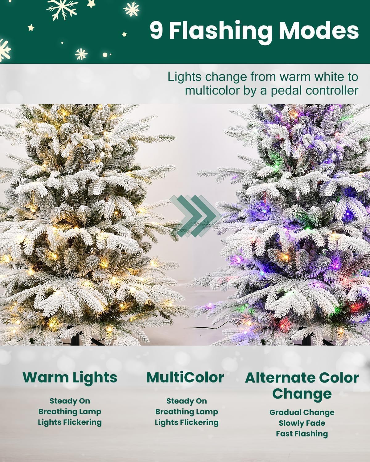 6 Ft Premium Harmony Artificial Indoor Christmas Tree - Flocked / Frosted - 4