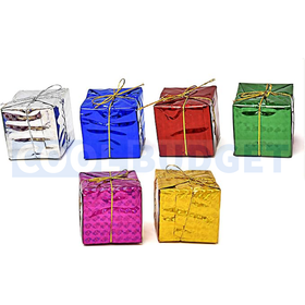 6 Pcs Assorted Color Mini Candy Boxes – Christmas Tree Hanging Decorations (4 cm) - 1