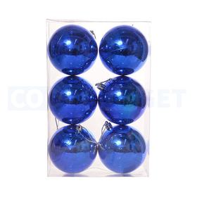 6 Pcs Blue Color Christmas Decoration Hanging – Ornate Baubles Assorted Colours (6.5 cm) - 1