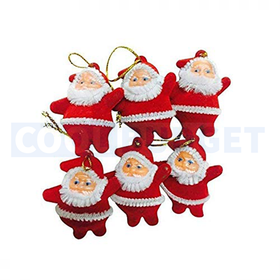 6 Pcs Mini Santa Claus – Small Hanging Christmas Tree Decorations (5.5 cm)