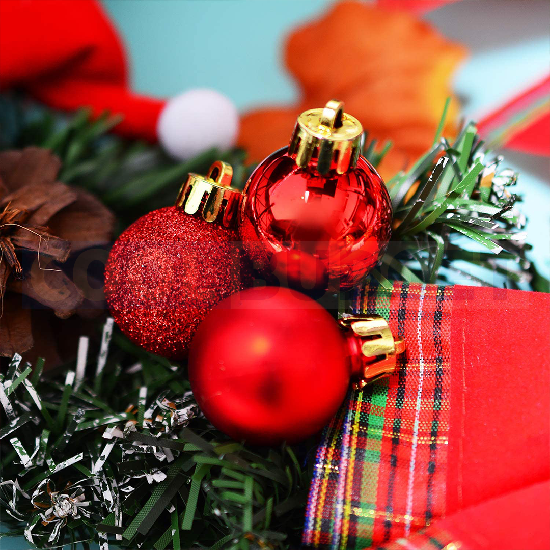 6 Pcs Red Big Ball Ornaments (Pack of 6 with 3 Different Patterns) – Tree Balls with Hanging Loop for Xmas Tree Holiday (3.5 cm) - 4