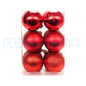 6 Pcs Red Color Big Ball Ornaments (Pack of 6 with 3 Different Patterns) – Tree Balls with Hanging Loop for Xmas Tree Holiday (5 cm) - 1