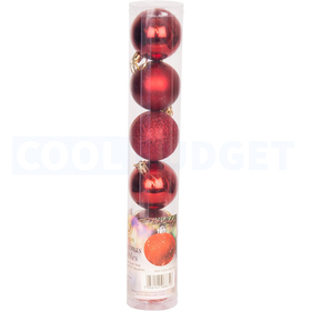 6 Pcs Red Color Christmas Baubles – Shatterproof Dark Grey Tree Decorations (6.5 cm) - 1