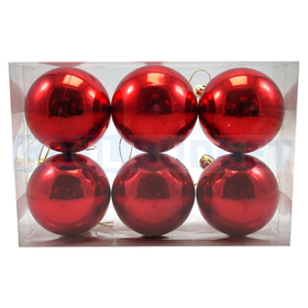 6 Pcs Red Color Christmas Decoration Hanging – Ornate Baubles Assorted Colours (6.5 cm) - 1