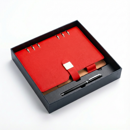 Premium Ring Binder Planner with Pen – Executive Blue Organizer Set with Box