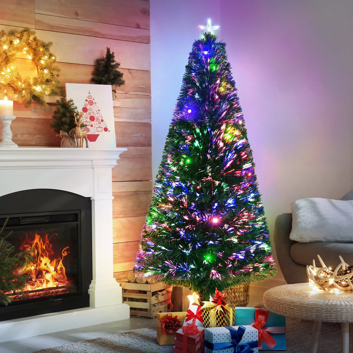 6ft Artificial Prelit Fiber Optic Christmas XMAS Tree Slim with Lights Clearance - 4