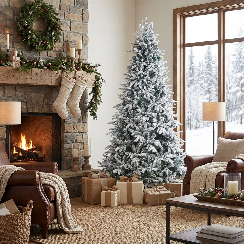 7 Ft Premium Harmony Artificial Indoor Christmas Tree - Flocked / Frosted - 4