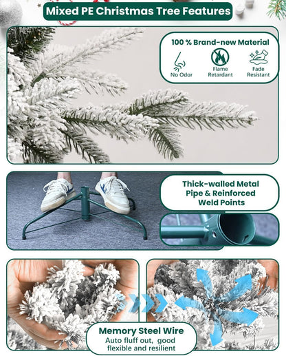 7 Ft Premium Harmony Artificial Indoor Christmas Tree - Flocked / Frosted - 6