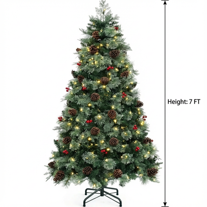 7 FT YITAHOME 7 Prelit Carolina Pine Christmas Tree with Remote, Artificial Green Hinged Christmas Tree with Mixed Tips, Pine Needles - 2