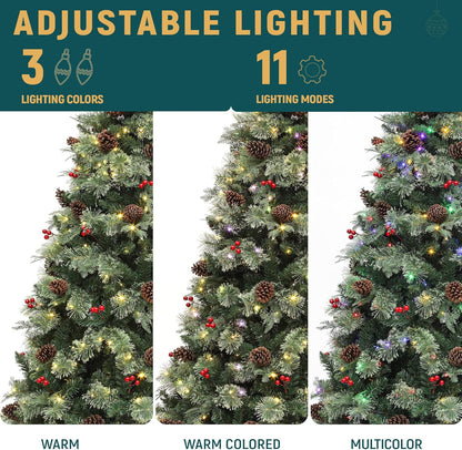7 FT YITAHOME 7 Prelit Carolina Pine Christmas Tree with Remote, Artificial Green Hinged Christmas Tree with Mixed Tips, Pine Needles - 4