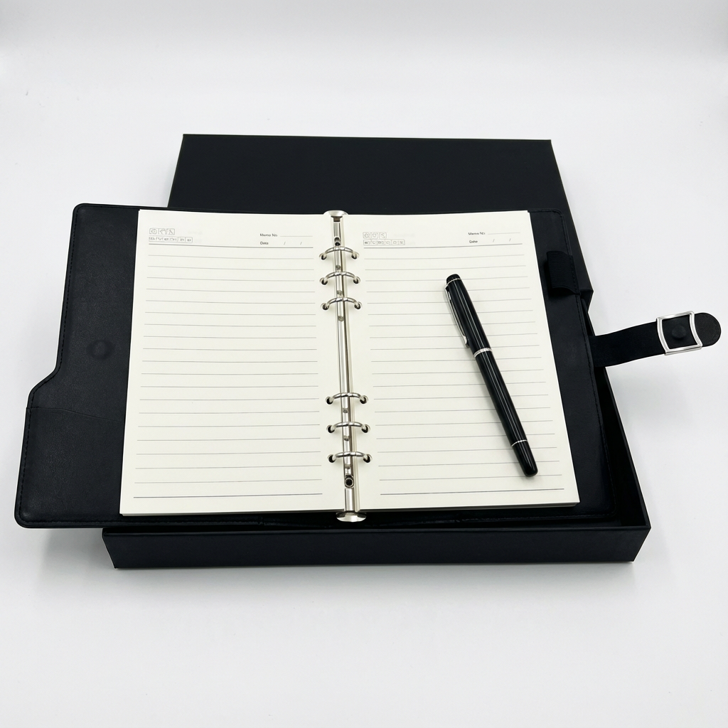 Premium Ring Binder Planner with Pen – Executive Blue Organizer Set with Box