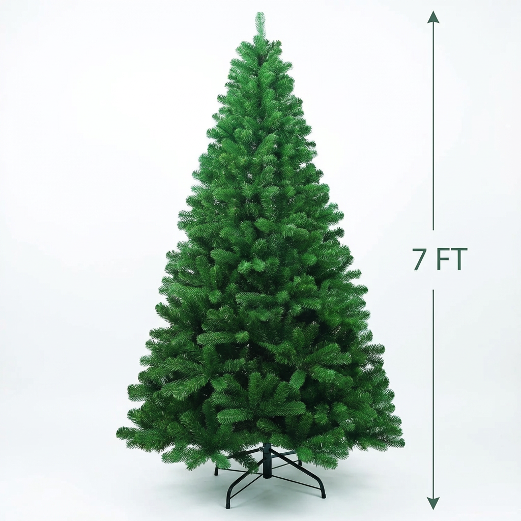 7ft Artificial Green Color Christmas Tree – Steel Stand – Christmas Decoration - 2
