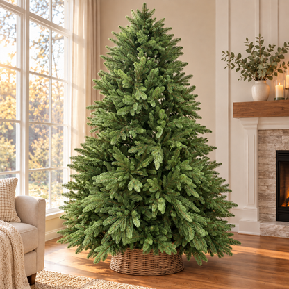 7ft Full Green Artificial Christmas Tree with Wicker Basket – additional product view 3