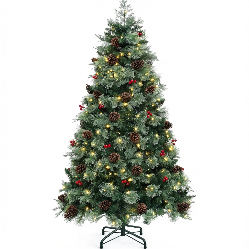 8 FT YITAHOME 7 Prelit Carolina Pine Christmas Tree with Remote, Artificial Green Hinged Christmas Tree with Mixed Tips, Pine Needles - 1