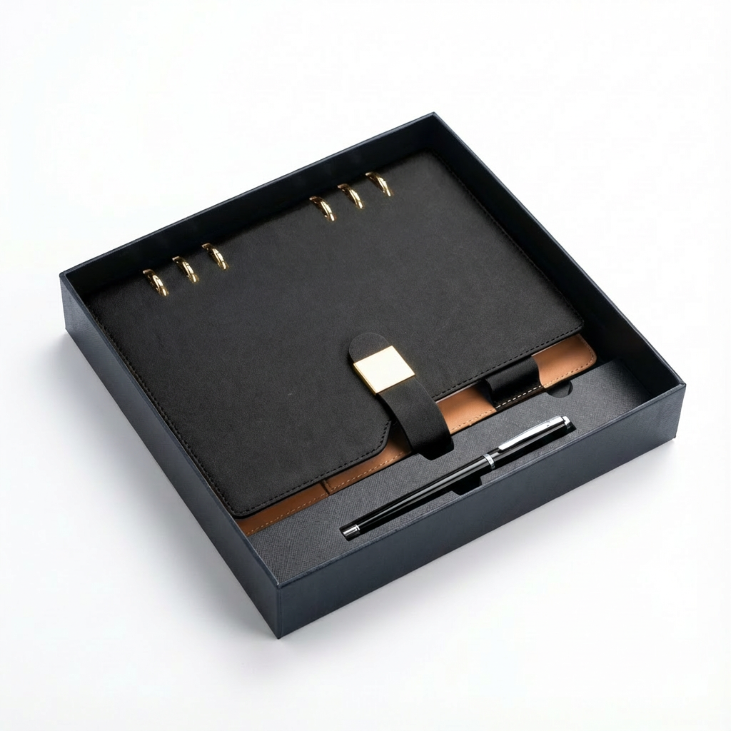 Premium Ring Binder Planner with Pen – Executive Blue Organizer Set with Box