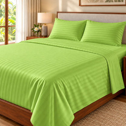 2 Pcs Offer Pack | Premium Egyptian Cotton Striped Bed Sheets | Soft, Stylish and Comfortable - Multi Colours - Free Delivery