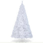 8ft White Christmas Tree, Artificial Hinged Christmas Tree, Folding Metal Stand, Indoor Outdoor Xmas Decoration Tree for Home Office Party, Easy Setup