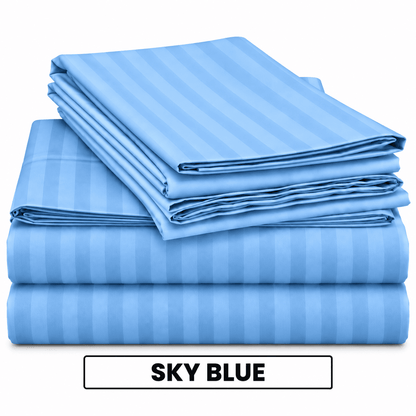 2 Pcs Offer Pack | Premium Egyptian Cotton Striped Bed Sheets | Soft, Stylish and Comfortable - Multi Colours - Free Delivery