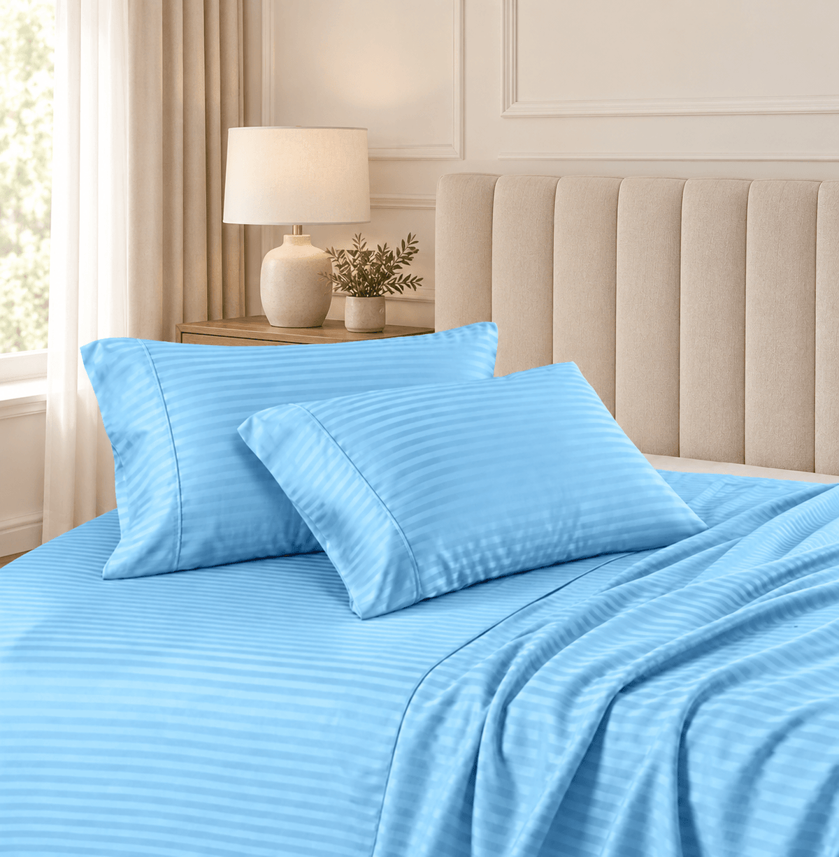 2 Pcs Offer Pack | Premium Egyptian Cotton Striped Bed Sheets | Soft, Stylish and Comfortable - Multi Colours - Free Delivery