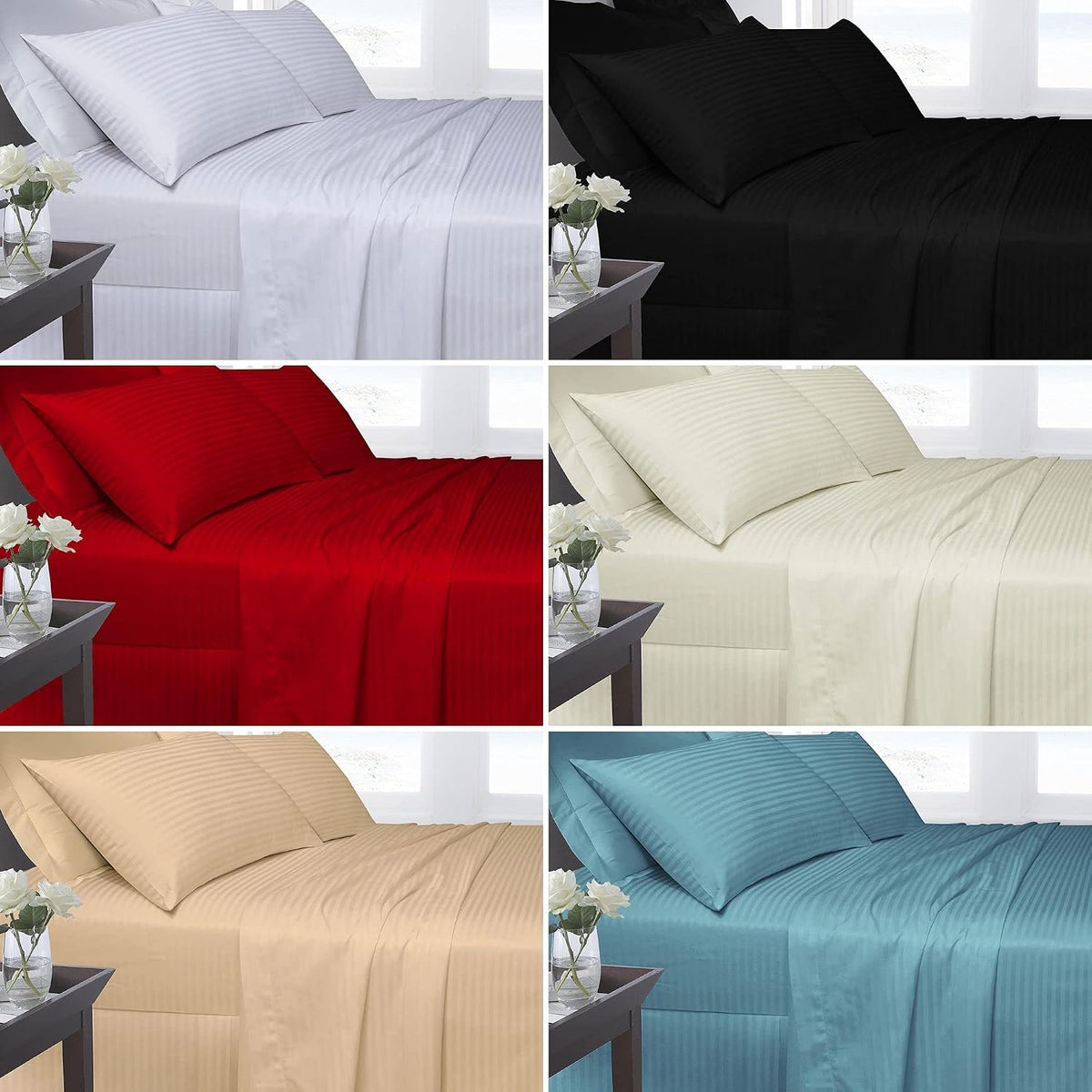Hotel Grade Egyptian Cotton Striped Bed Sheets - Soft, Stylish and Comfortable | Free Delivery