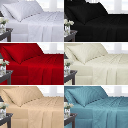 Hotel Grade Egyptian Cotton Striped Bed Sheets - Soft, Stylish and Comfortable | Free Delivery