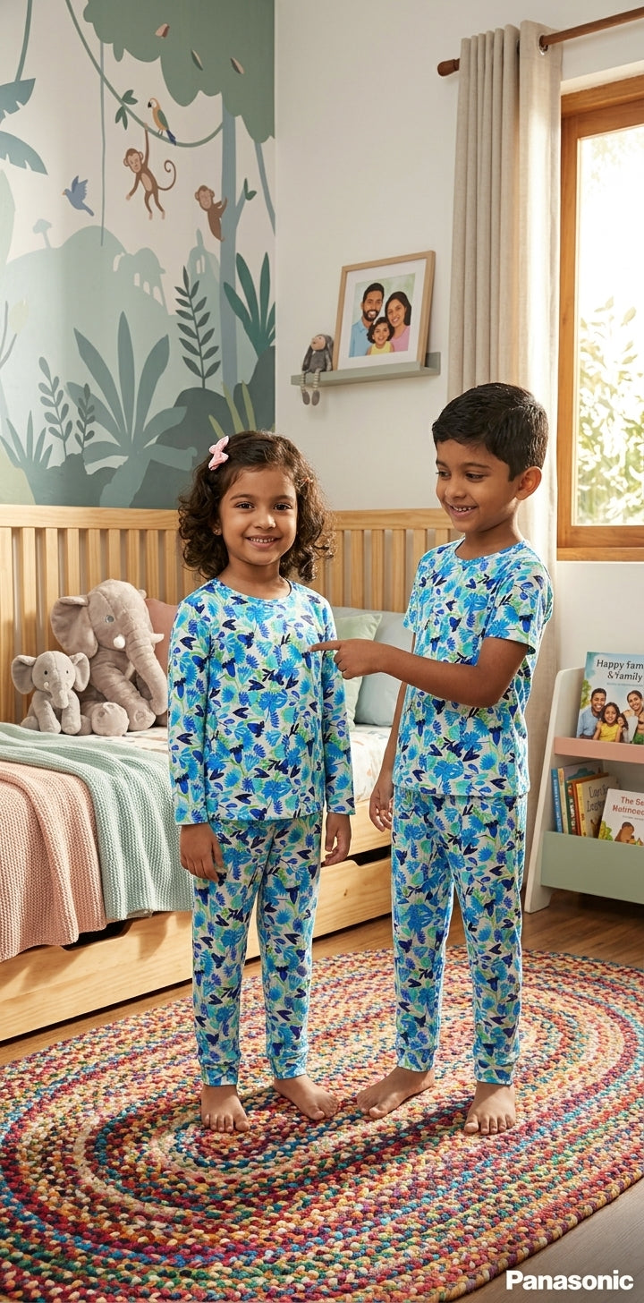 Comfortable Kids’ Pajama Set – Short-Sleeve Top with Long Pants