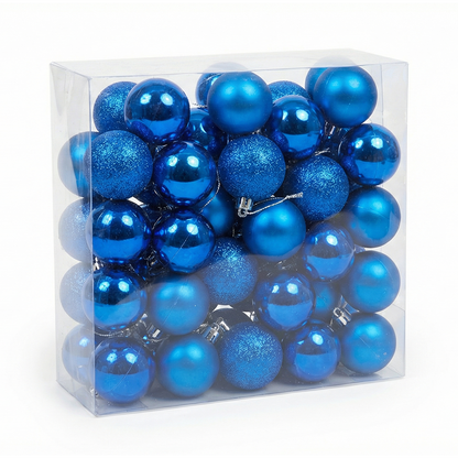 Blue Christmas Ball Ornament Set - Multi-Finish Collection