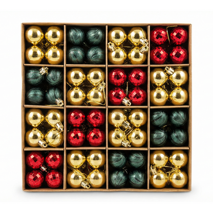 Multi Color Christmas Ornament Set - Gold, Red & Green Traditional Collection