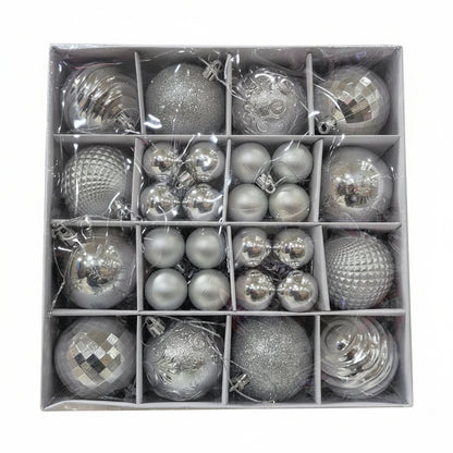 Silver Christmas Ornament Collection - Assorted Styles and Textures