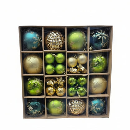 Elegant Teal, Green & Gold Christmas Ornament Set - Premium Shatterproof Holiday Decorations