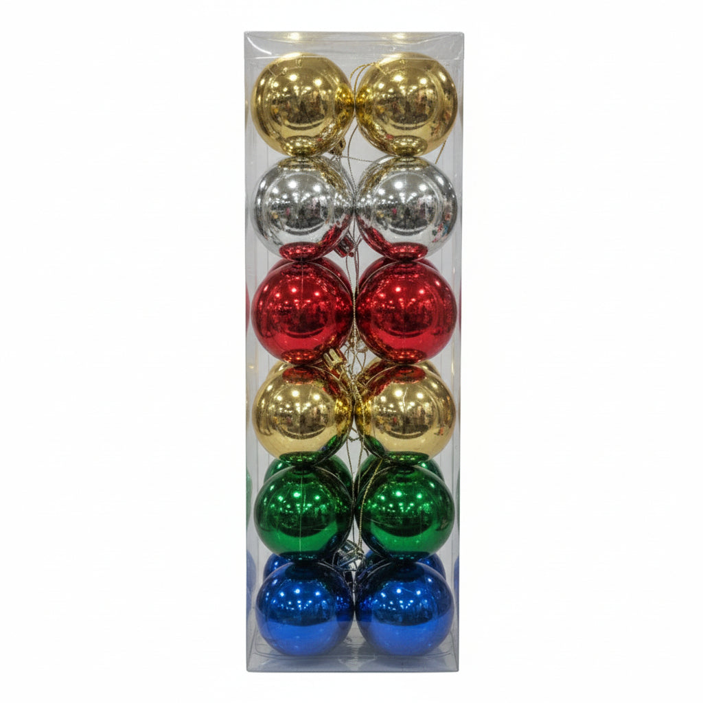 Multicolor Metallic Christmas Ornament Set - Shatterproof Ball Ornaments in Gold, Silver, Red, Green & Blue