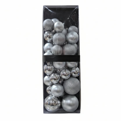 Silver Christmas Ball Ornament  Set - Mixed Finishes Collection