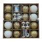 Premium Christmas Ornament Ball Set - Gold, Silver & White Balls Collection with Decorative Drum