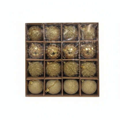 Gold Christmas Ornament Set - 16 Balls Premium Shatterproof Tree Decorations