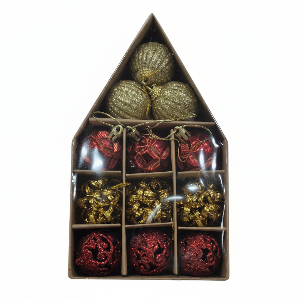 Red & Gold Christmas Hanging Ornaments -Decorative Baubles