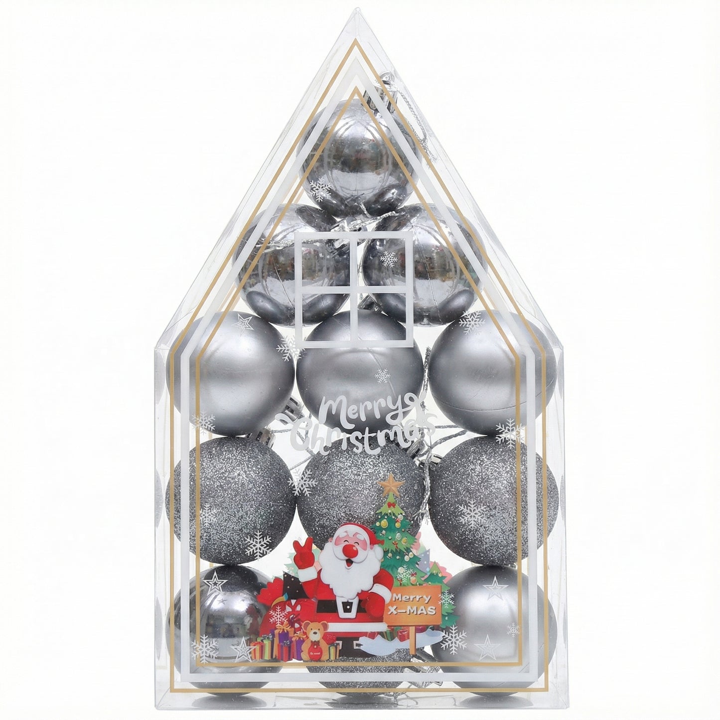 Silver Color Christmas Baubles Set - Mixed Finishes Collection