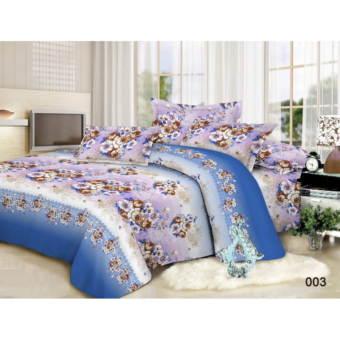 Twill Printed Cotton King Size Bed Sheet (1 Flat Sheet & 2 Pillow Covers)