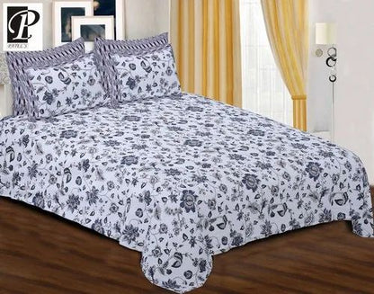Twill Printed Cotton King Size Bed Sheet (1 Flat Sheet & 2 Pillow Covers)