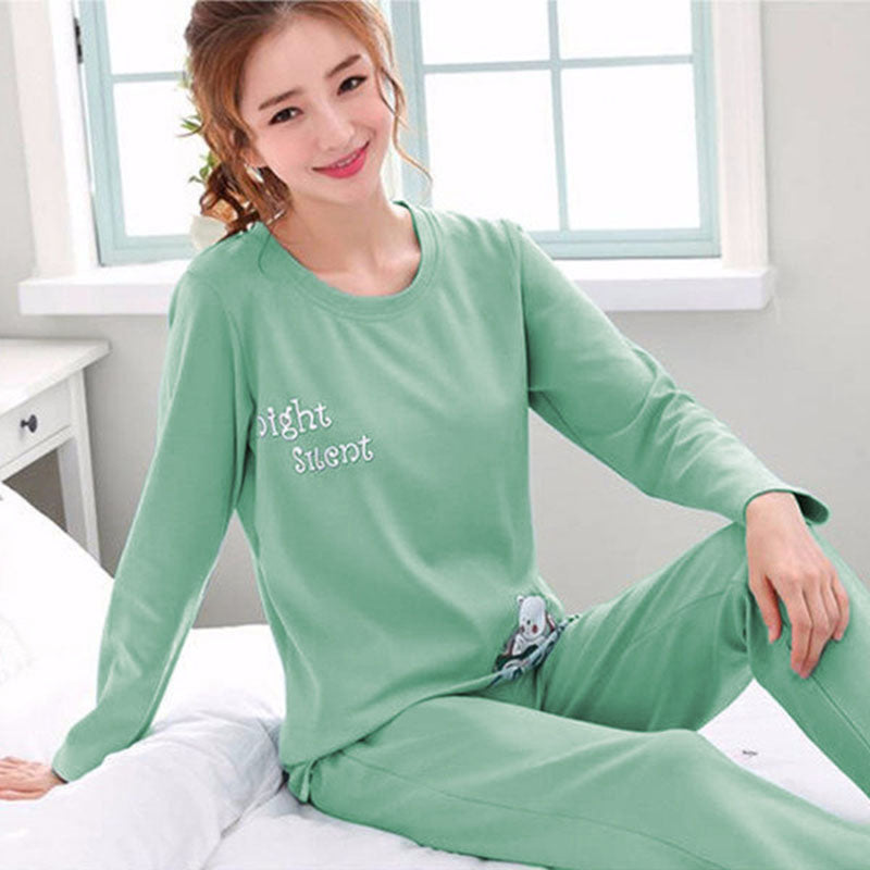2PCS/Set Women Fashion Long-Sleeved Pajamas Autumn Winter Cartoon Love Bear Cute Soft Loose Casual Omfortable Outside Homewear