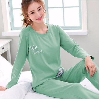 2PCS/Set Women Fashion Long-Sleeved Pajamas Autumn Winter Cartoon Love Bear Cute Soft Loose Casual Omfortable Outside Homewear
